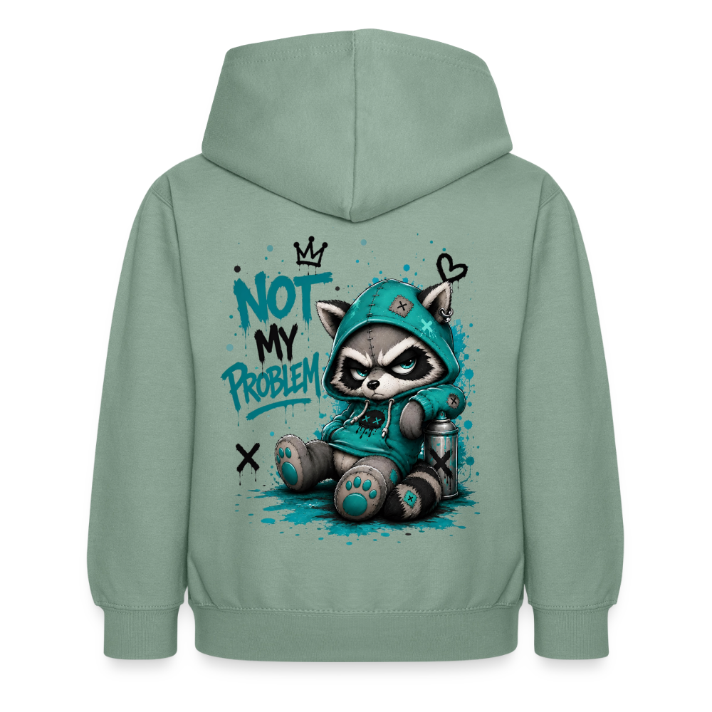 Not My Problem – Panda Kids Hoodie ⭐ - steel green