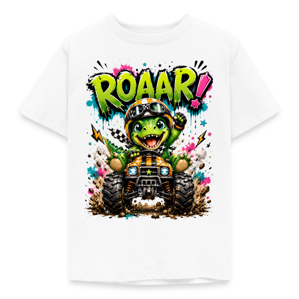 ROAAR! – Dino Racer Premium Shirt - white