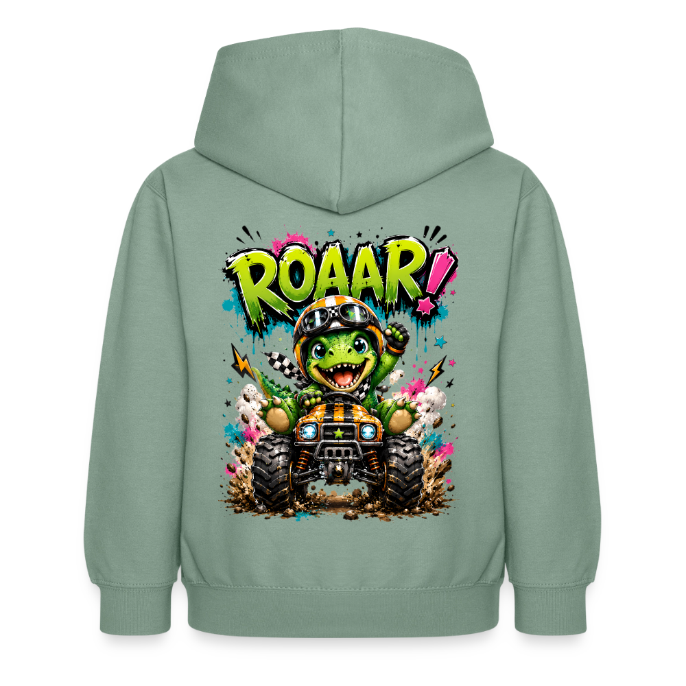 ROAAR! – Monstertruck Dino Kids Hoodie ⭐ - steel green