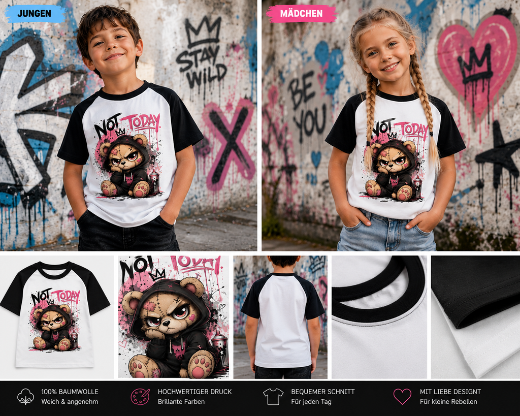 NOT TODAY – Kids Baseball T-Shirt
