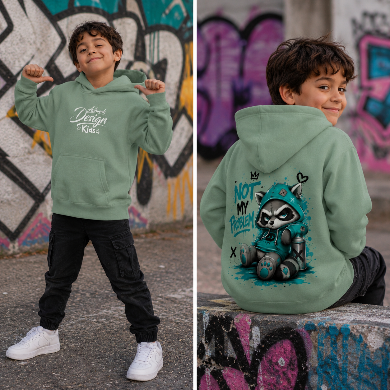 Not My Problem – Panda Kids Hoodie ⭐