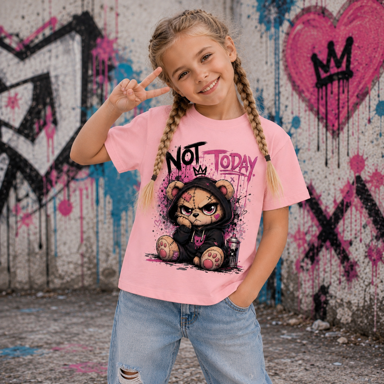 NOT TODAY – Kids Premium T-Shirt 🧸✨